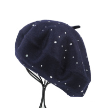 Femmes Dames Laine Chaud Angora Hiver Diamants Perles Automne Printemps Chapeau Chapeau Beret (HW809)